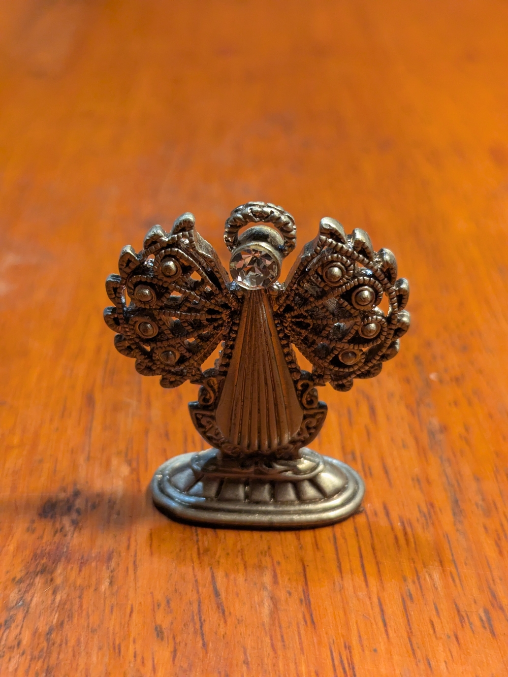 Antique-Style Pewter Angel With Philigree Wings